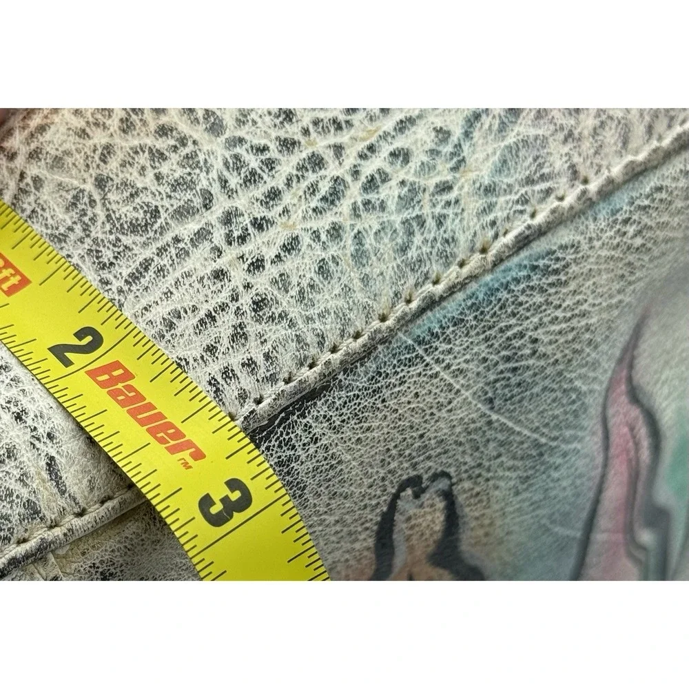 Vintage Botary Abstract Art Leather Crossbody Bag Hand Painted Pockets 90's